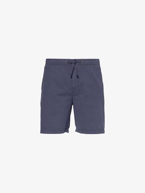 Drawstring-waist textured cotton-poplin shorts