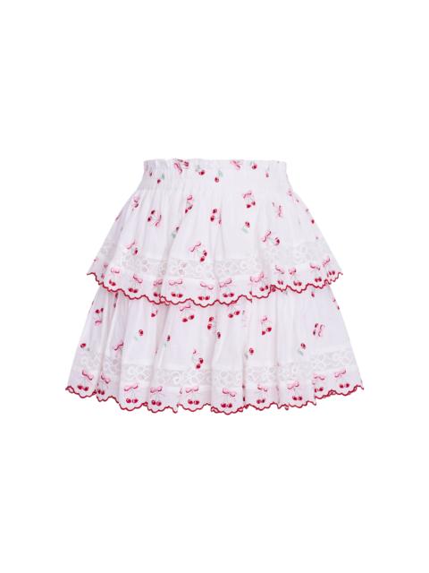 LoveShackFancy Ruffled Cotton Mini Skirt white
