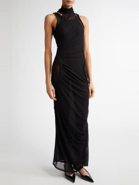 Coperni Layered Mesh Body-Con Dress in Black at Nordstrom