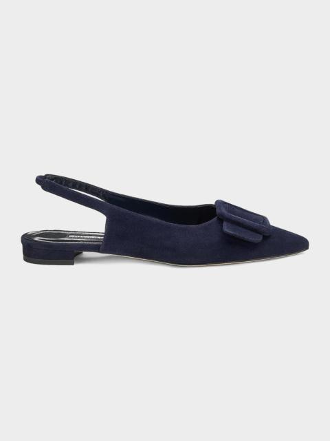 Manolo Blahnik Maylura Suede Slingback Flats