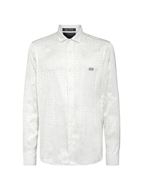 monogram-jacquard button-up shirt