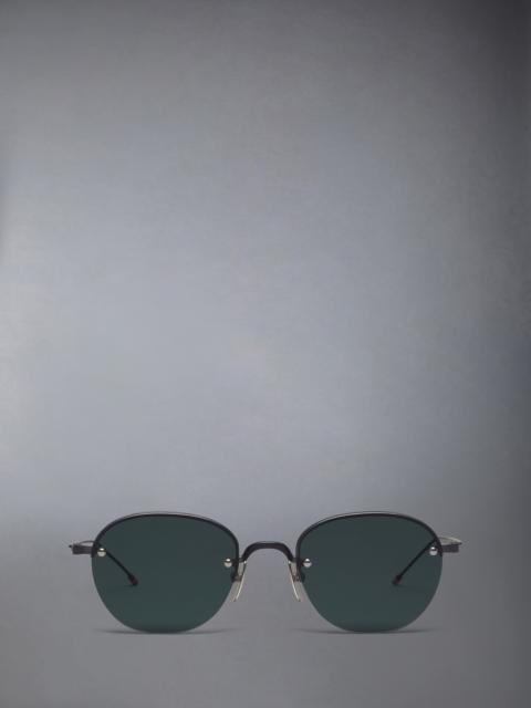 Thom Browne TITANIUM SEMI RIMLESS OVAL SUNGLASSES