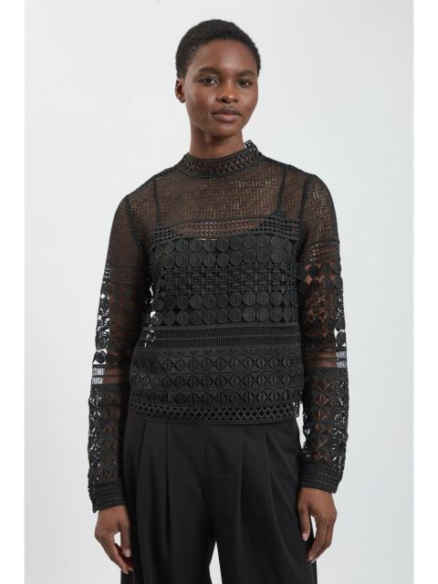 KAREN MILLEN Cotton Lace Long Sleeve Top