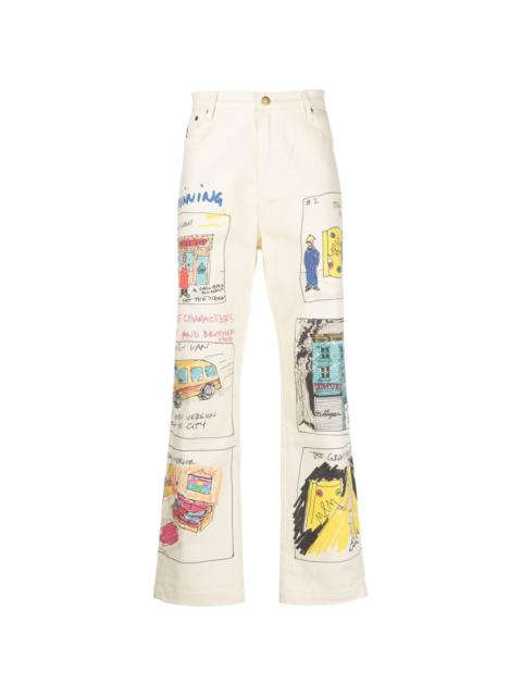 KidSuper graphic print straight leg jeans