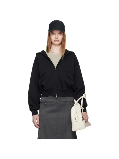 ESSENTIALS Black Classic Fit Zip-Up Hoodie