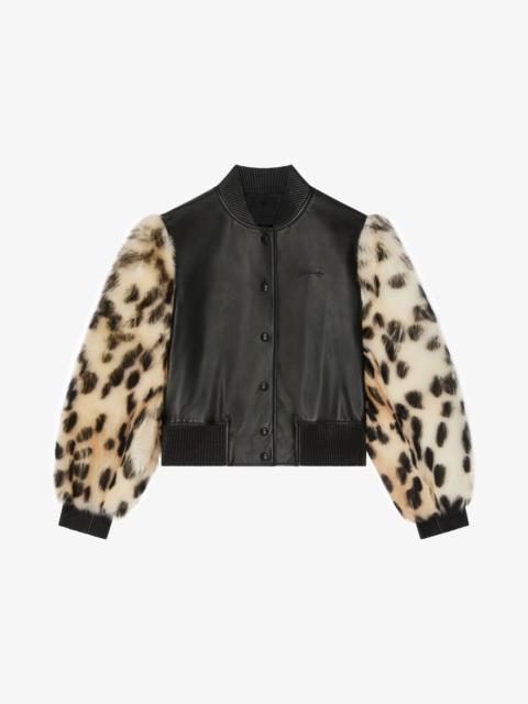 Givenchy VARSITY JACKET IN LEATHER AND LEOPARD PRINT FUR