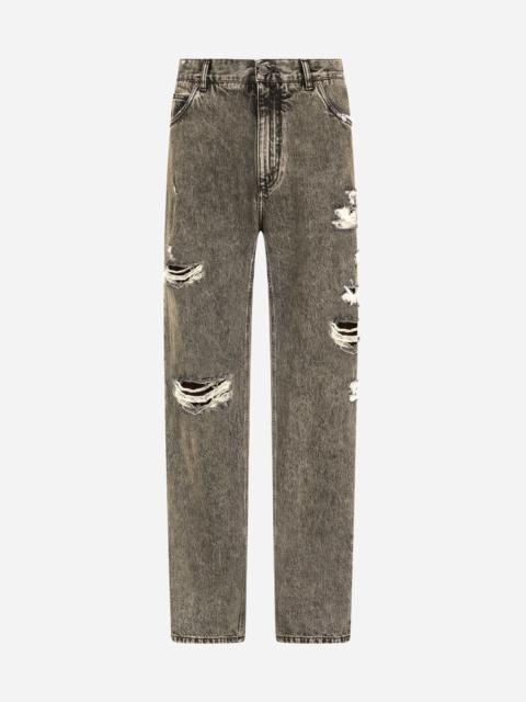 Dolce & Gabbana Oversize gray wash jeans with rips