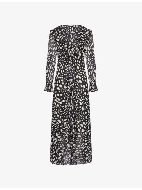 RIXO Gracye Ruffled Silk Midi Dress