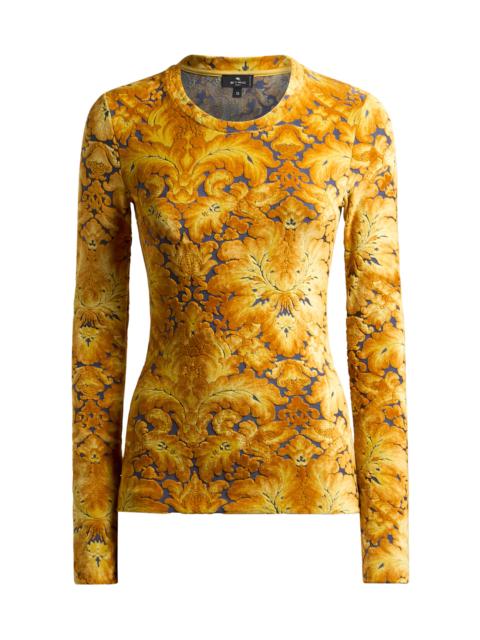 Etro Printed Jersey Top yellow