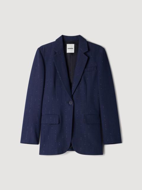 Sandro STRIPED SEQUINNED SUIT JACKET