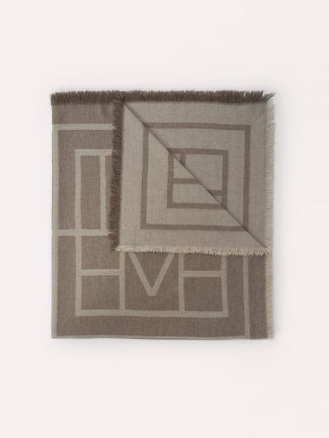 Totême Monogram wool cashmere scarf tobacco monogram