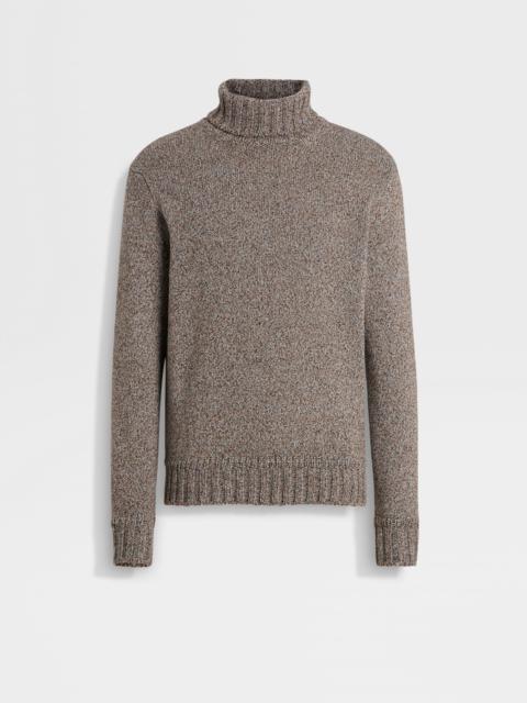 DARK FOLIAGE AND TAUPE OASI CASHMERE TURTLENECK