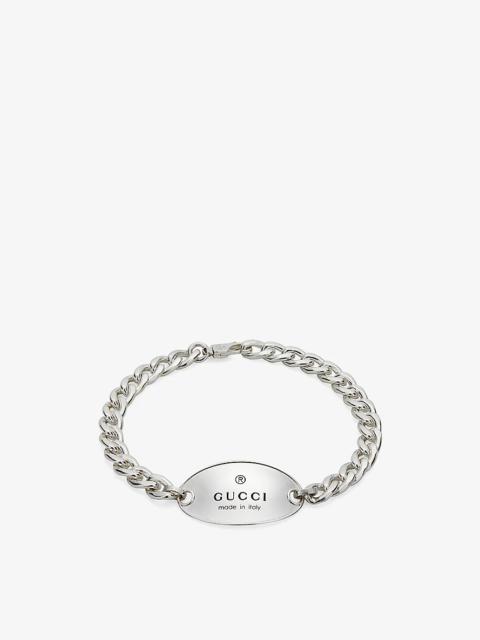 GUCCI Trademark logo-engraved sterling silver bracelet