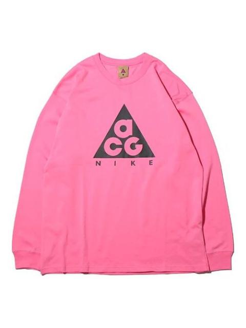 Nike Men's Nike ACG Basic logo Long Sleeves Red T-Shirt 'Lotus Pink Black' BQ7203-662