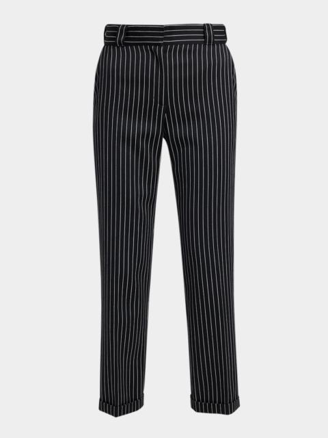 TOM FORD Pinstripe Straight-Leg Ankle Trousers