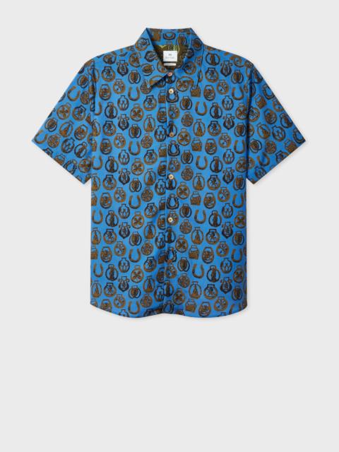 Paul Smith Casual-Fit Cobalt Blue 'Lucky Charm' Print Shirt
