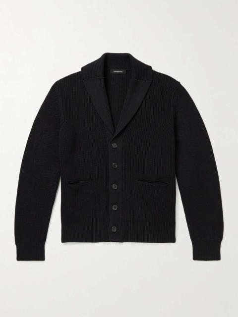ZEGNA Shawl-Collar Ribbed Cotton and Silk-Blend Cardigan