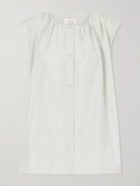 Loulou de Saison Anca Gathered Cotton And Silk-blend Blouse