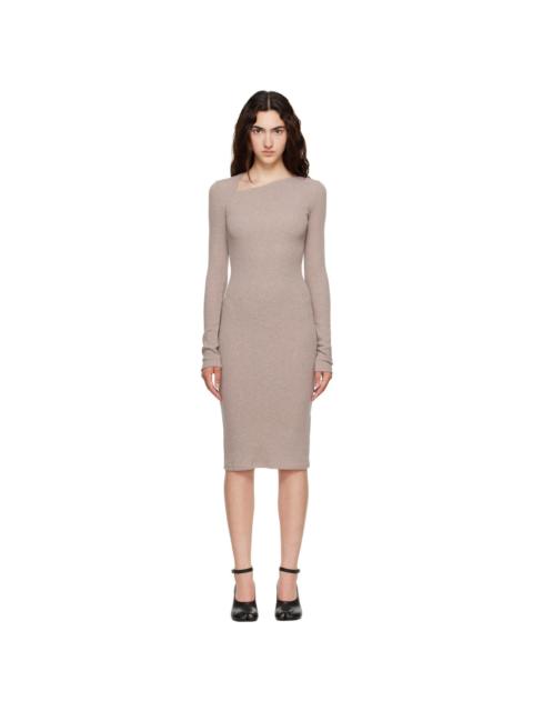 MM6 Maison Margiela Taupe Ribbed Midi Dress