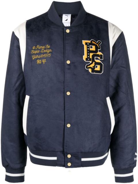 PUMA x Staple logo-patch varsity jacket