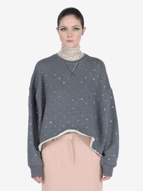 N°21 CRYSTAL-EMBELLISHED CUT-OUT SWEATSHIRT