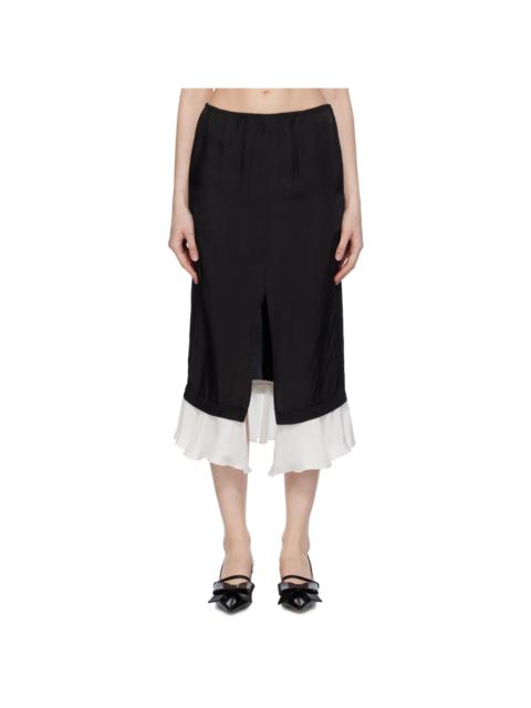 pushBUTTON Black Frilled Hem Midi Skirt