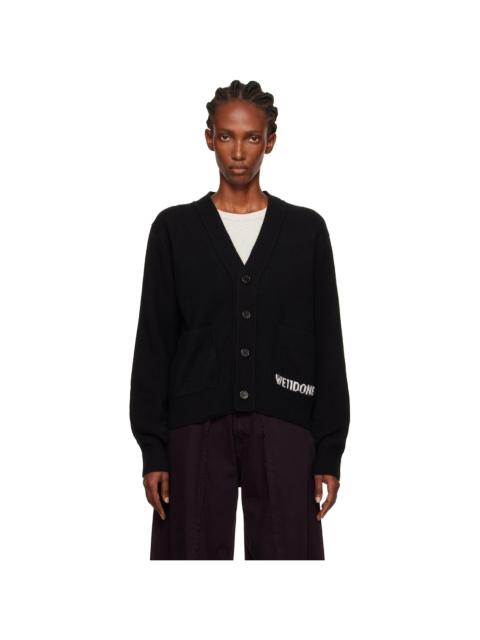 We11done Black Pocket Logo Knit Cardigan