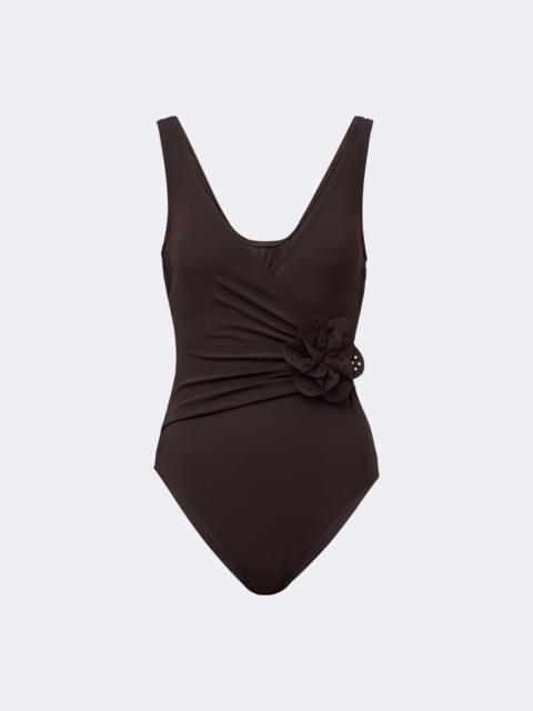 KARLA COLLETTO Rosetta floral-appliqué gathered swimsuit