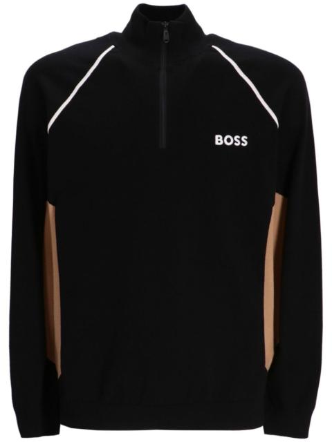 BOSS logo-embroidered colour-block sweater