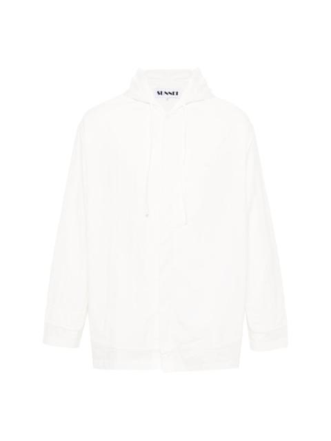 drawstring-hood cotton shirt