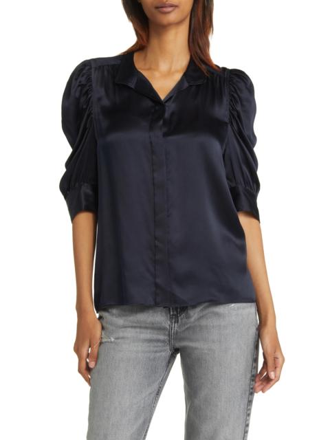 Gillian Three-Quarter Sleeve Silk Button-Up Shirt