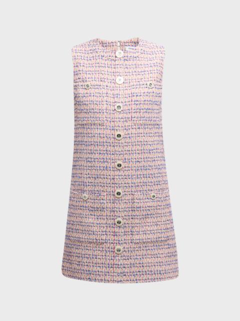 Laurel Tweed Button-Front Mini Shift Dress
