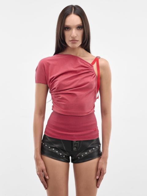 DIDU Red One-Shoulder Jersey Top