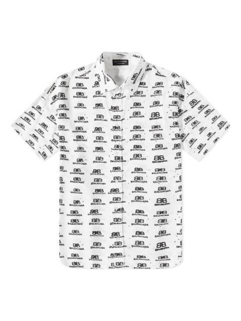 BALENCIAGA Balenciaga BB Logo Oversized Shirt 'White Black' 725382TNL889040