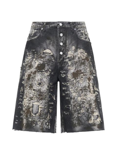 Thug Club Hard Washed Destroyed Denim Shorts "Black" TC26PT1202