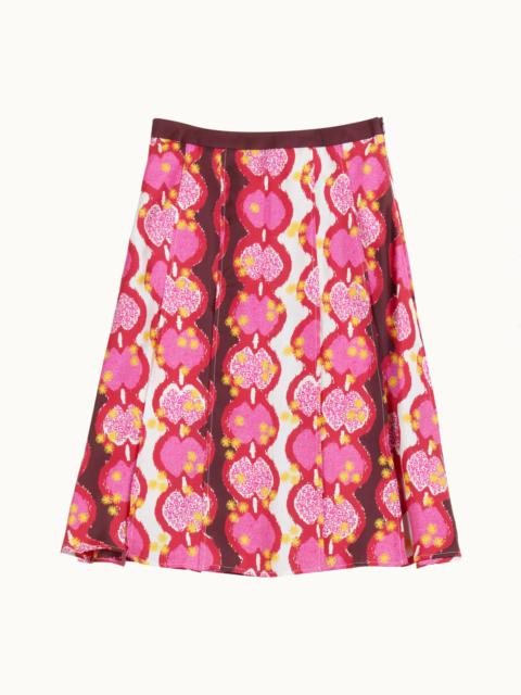 Tod's SKIRT IN SILK - WHITE, RED, PINK