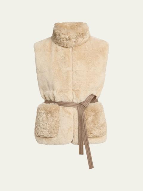 Moncler Joui Belted Faux Fur Vest