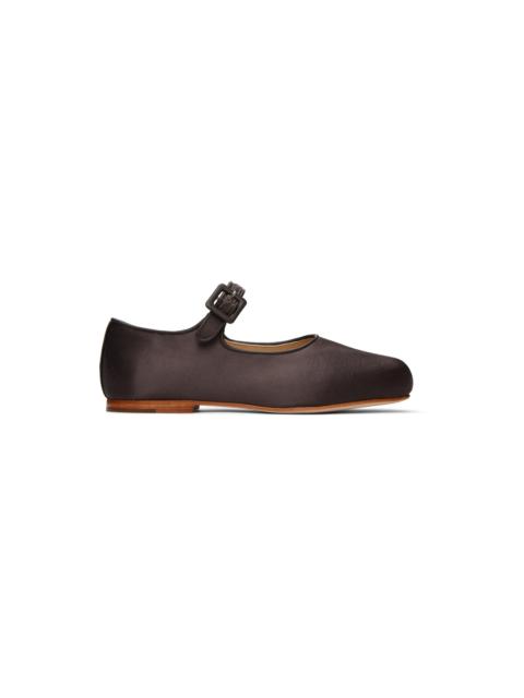 SANDY LIANG SSENSE Exclusive Brown Mary Jane Pointe Ballerina Flats