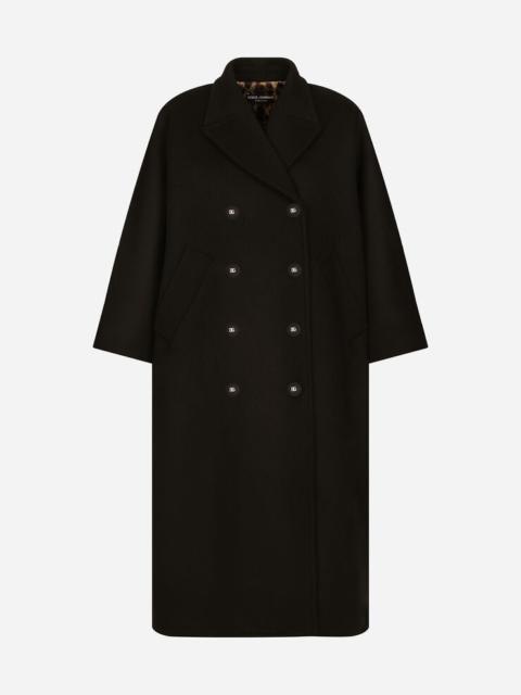 Double-breasted baize coat
