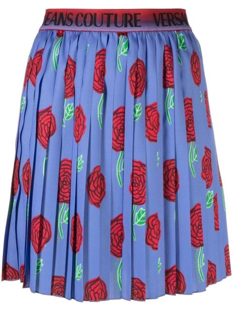 VERSACE JEANS COUTURE logo-waistband pleated miniskirt