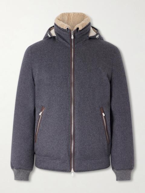 Brunello Cucinelli Shearling-Trimmed Wool Hooded Down Jacket