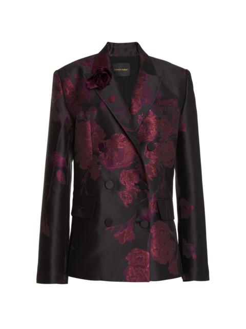 ZUHAIR MURAD Floral Jacquard Double-Breasted Blazer black
