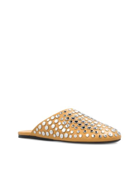 TORY BURCH leather studded flat mules