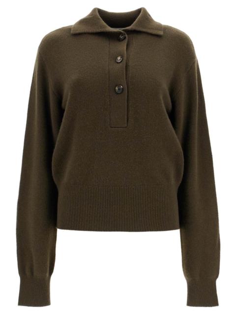 CASHMERE POLO-STYLE PULLOVER SWEATER