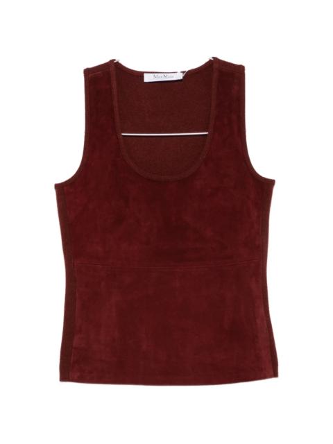 Max Mara Max Mara Suede-panelled Scoop-neck Tank Top