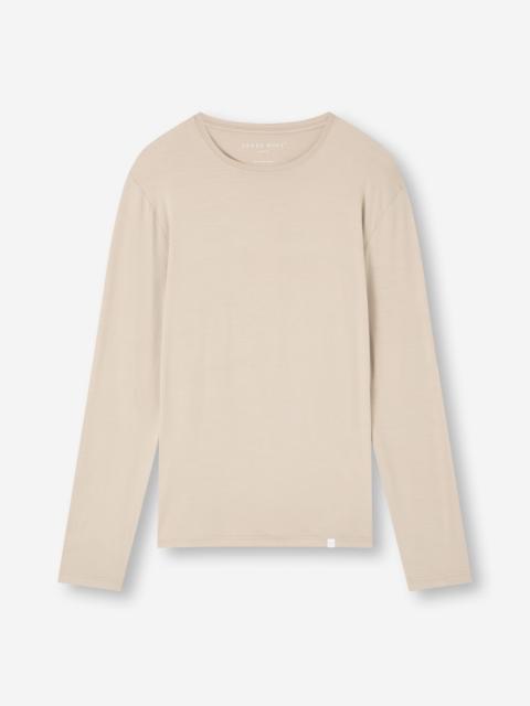 Derek Rose Basel Micro Modal Long Sleeve T-Shirt Light Stone