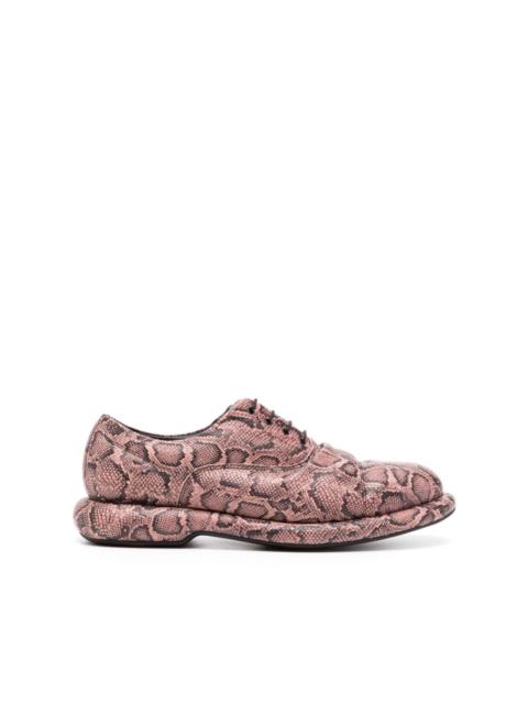 snake-print leather oxford shoes