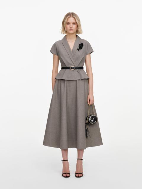self-portrait Brown Twill Brooch Midi Dress