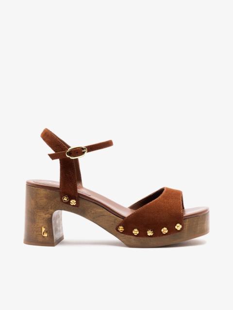 Larroudé Willow Sandal Burnt Umber Suede