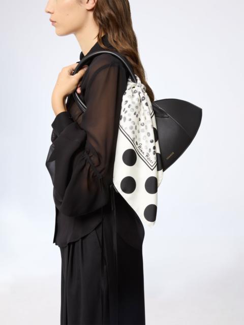 NINA RICCI White Polka Dot Silk Scarf